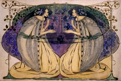 Margaret and Frances Macdonald and their Glasgow School of Art classmates Charles Rennie Mackintosh and Harold MacNair were Art Nouveau's Glasgow Four. Glasgow Girls, Galleria D'arte, Glasgow School, Charles Rennie Mackintosh, Rennie Mackintosh, Glasgow School Of Art, Scottish Art, Scottish Artists, Pre Raphaelite