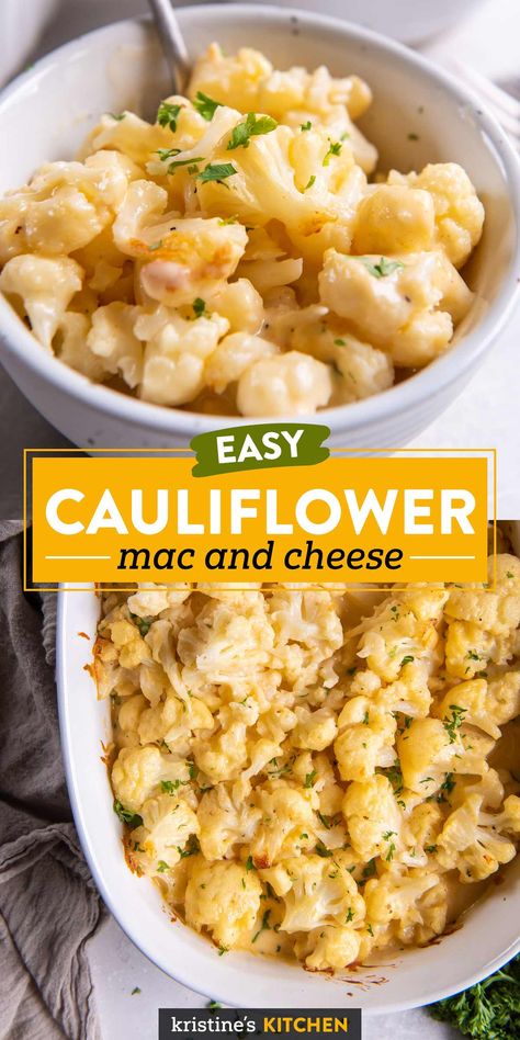 This Cauliflower "Mac" and Cheese is so creamy, cheesy and flavorful that you won't miss the pasta one bit. Nutritious cauliflower plays a starring role in this delicious low carb mac and cheese recipe. The best comfort food! Keto Mac And Cheese, Healthy Mac N Cheese, Easy Mac N Cheese, Keto Sides, Cauliflower Mac And Cheese, Easy Cauliflower, Creamy Cauliflower, Free Lifestyle, Mac And Cheese Recipe