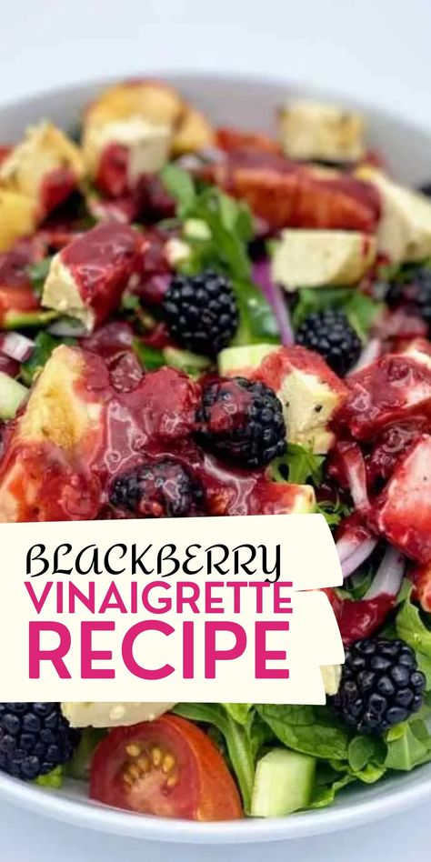 Blackberry Balsamic Vinaigrette, Fruit Vinaigrette Recipes, Blackberry Salad Dressing, Fresh Blackberry Recipes Healthy, Blackberry Dressing Recipe, Spiceology Recipes, Blackberry Dressing, Blueberry Salad Dressing, Blackberry Recipe