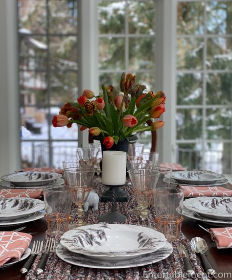 Juliska Country Estate, Tablescapes Spring, Castle Howard, Frozen Heart, Spring Tablescapes, Parrot Tulips, Pewter Color, Soup Plating, Soft Corals