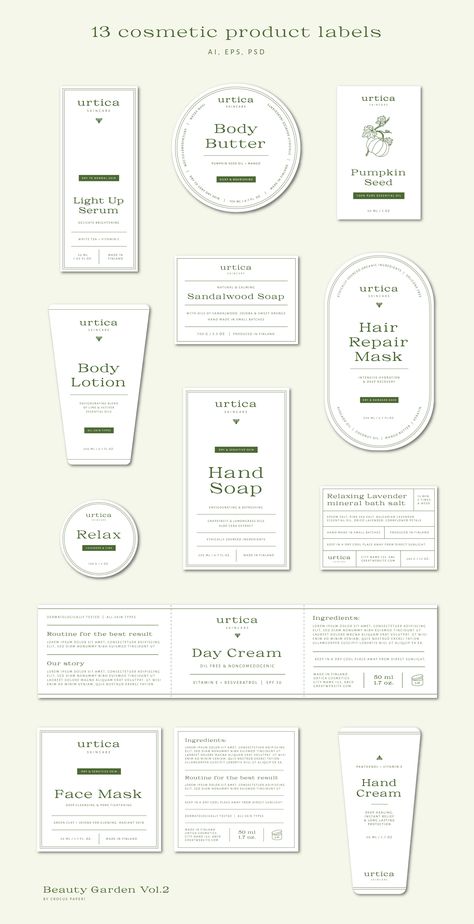 Herbs, berries & fruits | Vol. 2 by Crocus Paperi on @creativemarket Cosmetic Labels Design, Candle Labels Design, Cosmetic Labels, Cosmetic Packaging Design, Skincare Packaging, Cosmetic Design, Line Art Design, Food Packaging Design, Packaging Labels Design