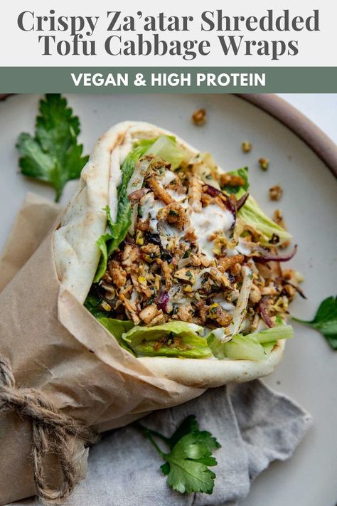 Shredded Tofu Wrap, Tofu Wrap Recipe, Vegan Wrap Recipes, Shredded Tofu Recipe, Quick Tofu, Shredded Tofu, Vegetarian Wraps, Vegan Wrap, Cabbage Wraps