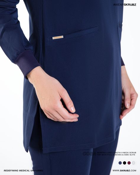 Skrubs presents COSA: the Women's Long-Length V-Neck Scrub Top with full Sleeves and strategically placed pockets and feature 4-way stretch, anti-microbial, anti-wrinkle, breathable fabric, ensuring quality, comfort and style for health care professionals. NOW AVAILABE TO SHOP https://skrubz.com/shop/cosa-womens-long-sleeves-v-neck-top #Skrubz #medicalUniform #aesthetic #surgeon #therapists #doctor #nurse #dentist #vets #Scrubs #dentalshow #futureofdentistry #vetnurses #nursingstudent #doct... Aesthetic Surgeon, Health Care Professionals, Medical Uniforms, Medical Scrubs, Full Sleeves, Nursing Students, Scrub Tops, Healthcare Professionals, Anti Wrinkle