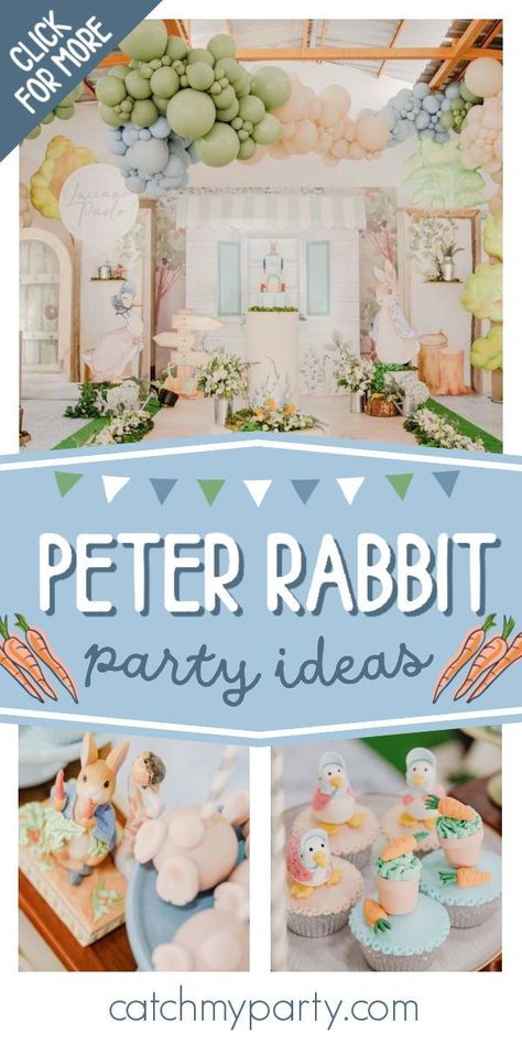 Don't miss this beautiful Peter Rabbit birthday party! The cupcakes are adorable! See more party ideas and share yours at CatchMyParty.com Peter Rabbit Color Palette, Peter Rabbit Cupcakes Ideas, Peter Rabbit Party Ideas, Peter The Rabbit Birthday Party, Peter Rabbit Shower Ideas, Peter Rabbit Smash Cake, Peter Rabbit Balloon Arch, Peter Rabbit Birthday Party Girl, Peter Rabbit Tea Party