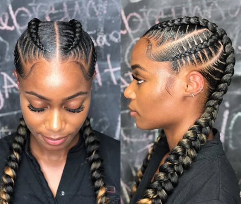 25 Must-Have Goddess Braids Hairstyles | StylesRant Pocahontas Braids Black Hairstyles, Two Cornrow Braids, Goddess Braid Styles, Chi Hair, Feeder Braids, Two Braid Hairstyles, Feed In Braids Hairstyles, Goddess Braids Hairstyles, African Hair Braiding Styles