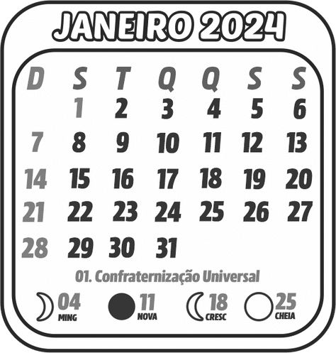 Janeiro 2024 Calendário Tema Infantil Desenho para Colorir. Reading, 10 Things, Pins