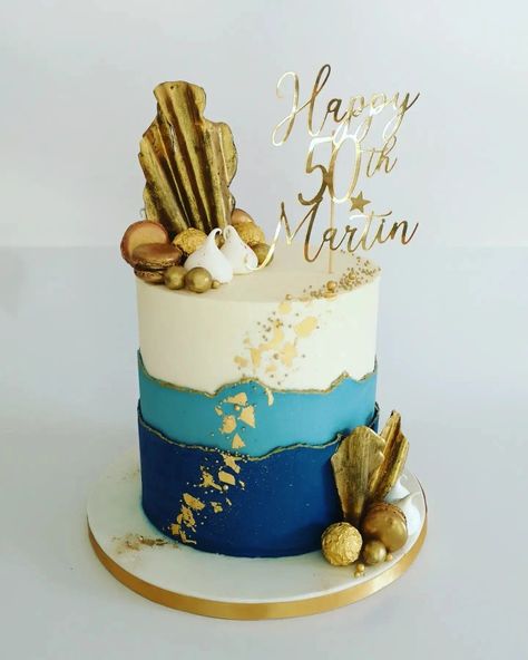 Butter Cream Cake Design For Men, Blue Fault Line Cake, Buttercream Cakes For Men, 80thbirthday Cake, Buttercream Cake Designs For Men, Fault Line Cake For Men, Fault Line Cake Design, Fault Line Cakes, Mens Birthday Cake