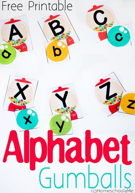 FREE Alphabet Gumballs - This is such a cute free printable activity to help toddler, preschool, and kindergarten age kids practice identifying upper and lower case letters. SO CUTE! (homeschool, alphabet, letter, alphabet activities, free printable) Letter Matching Game, Alphabet Letter Matching, 123 Homeschool 4 Me, Letter Recognition Worksheets, Abc Activities, Free Printable Activities, Alphabet Matching, Preschool Literacy, Alphabet A