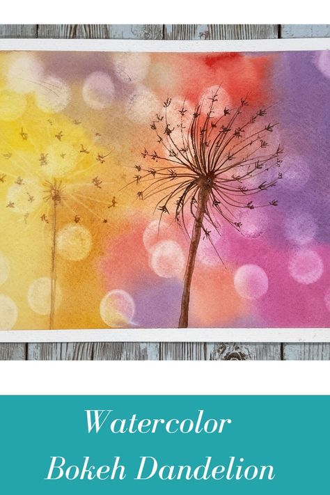 In this tutorial, you will learn how to create a stunning watercolor dandelion painting with bokeh effects. With just a few simple steps, you will be able to achieve a beautiful, and colorful painting that is perfect for spring. Bokeh Watercolor Painting Tutorial, Watercolor Bokeh Tutorial, Watercolor And Ink Paintings, Watercolour Background Tutorial, Dandelion Watercolor Painting, Bokeh Watercolor Painting, Bokeh Watercolor, Watercolor Background Ideas, Bokeh Painting