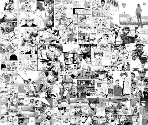 Wall Collage Anime, Diamond No Ace Manga, Manga Panel Wall, Anime Wall Collage, Ace Manga, Manga Collage, Manga Wall, Wall Collage Kit, Anime Wall