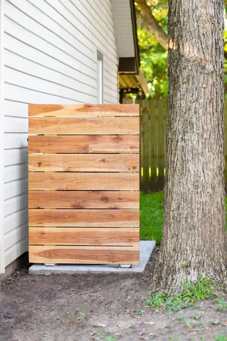 Diy Butcher Block Countertops, Hide Trash Cans, Fence Planning, Modern Outdoor Lounge Chair, Concrete Edger, Diy Privacy Fence, Wooden Mailbox, Fence Pickets, Concrete Pad