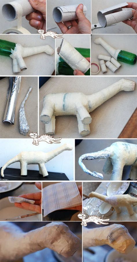 Paper Dinosaur, Dinosaur Projects, Paper Mache Projects, مشروعات العلوم, Paper Mache Animals, Dinosaur Crafts, Paper Mache Art, Paper Mache Sculpture, Paper Mache Crafts