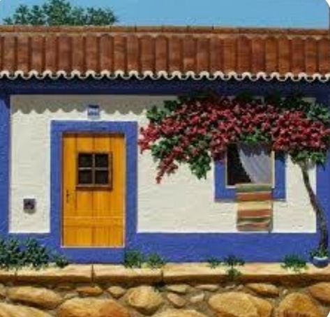 Mexico House Ideas, Mexico House, Pintura Exterior, Latest House Designs, Albufeira, Mountain Homes, Little Cottage, Paper Houses, Algarve