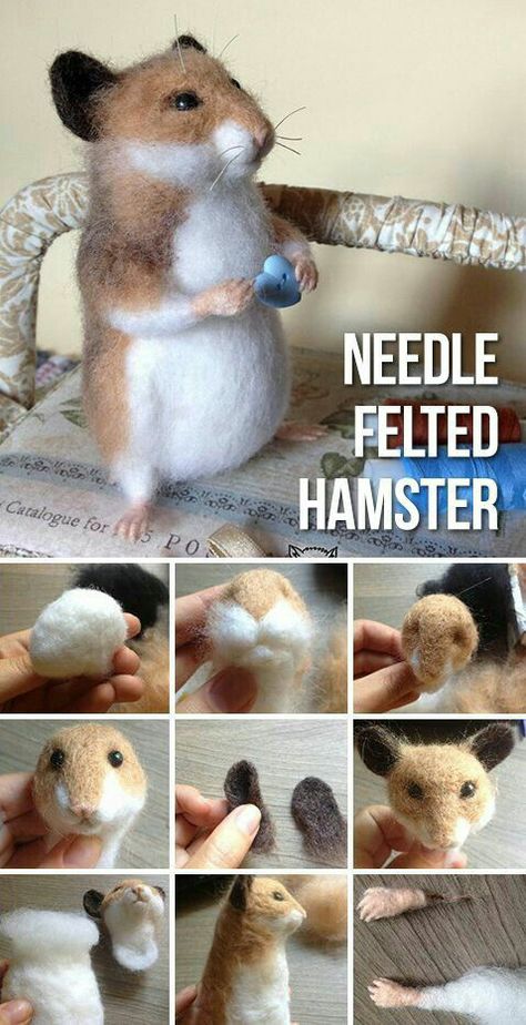 DIY Needle Felted Hamster Fall Needle Felting, Simple Needle Felting Projects, Needle Felted Animals Tutorial, Felt Hamster, Felted Hamster, Felting Tutorial, Hantverk Diy, Needle Felting Tutorial, Felt Toys Patterns