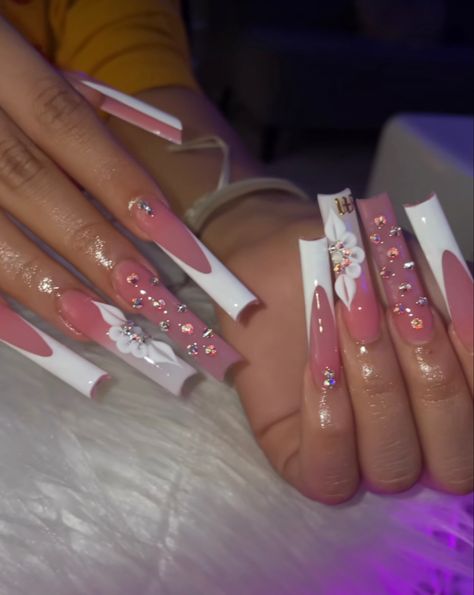 Easy Nail Art Tutorial, Clear Acrylic Nails, Punk Nails, Long Acrylic Nail Designs, Simple Acrylic Nails, Long Acrylic Nails Coffin, Unique Acrylic Nails, Long Square Acrylic Nails, Bling Acrylic Nails