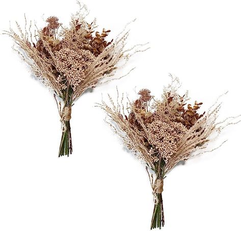 Oiijjur 2 Pack Boho Artificial Flowers Plants Bouquet Decoration 13.8inch, Fake Plastic Brown Eucalyptus and Beige Grasses, Faux Floral Arrangement for Wedding Centerpieces Party Home Fall Decor Brown Eucalyptus, Plants Bouquet, Boho Fall Decor, Home Fall Decor, Plastic Grass, Centerpieces Party, Bouquet Decoration, Grass Decor, Pampas Grass Decor