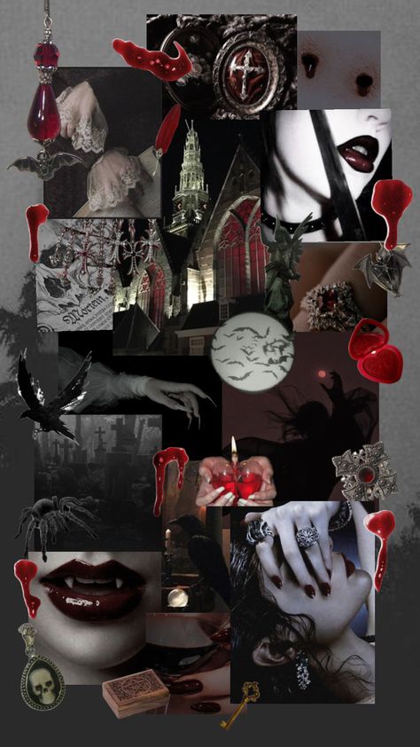 #vampirecore #vampires #collage #moodboard #halloween #scary Vampire Mood Board, Vampire Moodboard Aesthetic, Vampyr Aesthetic, Vampire Lifestyle, Vampire Moodboard, Goth Collage, Gothic Moodboard, Phone Wallpaper Themes, Hades Children