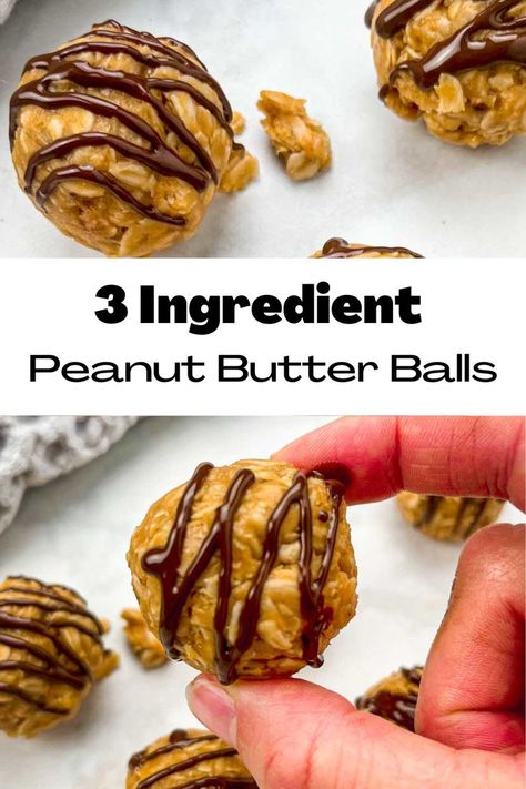 3 ingredient peanut butter balls require only 3 ingredients! An easy, healthy snack that is perfect for on the go! Peanut Butter Oatmeal Balls, 3 Ingredient Dinners, Oatmeal Balls, Butter Balls, Peanut Butter Oatmeal, Peanut Butter Protein, Honey Oatmeal, Peanut Butter Balls, On The Go Snacks