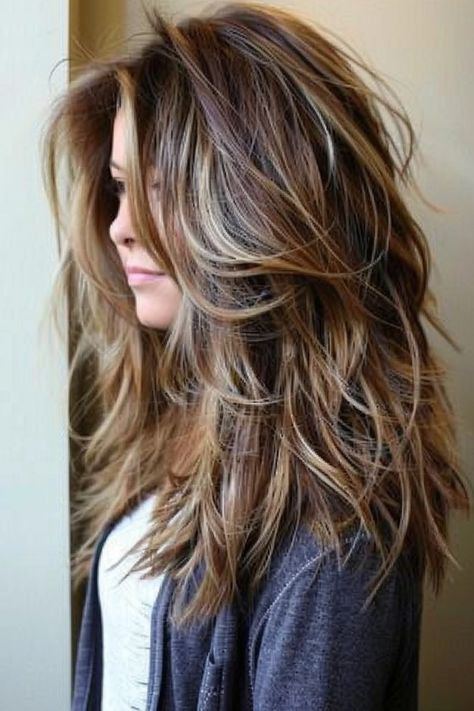 Why These 24 Choppy Haircuts For Long Hair Are All The Rage Best Long Layered Haircuts, Hairstyle Long Layers Haircuts, Choppy Long Length Hair, Mid Choppy Haircuts, How To Get Feathered Hair, Long A Frame Haircut, Choppy Long Layers Haircut, Long Choppy Layers Hairstyles, Shag Haircut On Long Hair