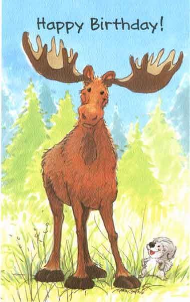 Moose birthday Moose Cartoon, Moose Birthday, Moose Illustration, Moose Pictures, Funny Moose, Birthday Verses, Suzys Zoo, Birthday Card Messages, Christmas Moose