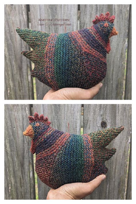 Free Animal Knitting Patterns, Emotional Support Chicken Free Pattern, Knitting Patterns Animals, Knit Chicken Pattern Free, Emotional Support Chicken, Chicken Knitting Pattern, Emotional Support Chicken Pattern, Free Knitted Chicken Patterns, Knitted Chickens Free Pattern