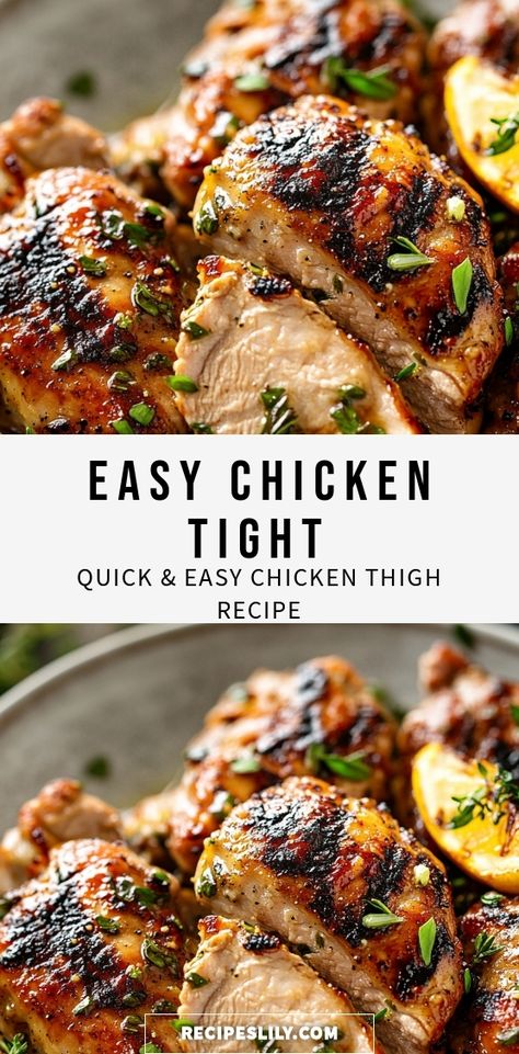 Discover the ultimate recipe for easy chicken thighs that will transform your weeknight dinners! Tender, juicy, and packed with flavor, these chicken thighs are a breeze to prepare. With just a few simple ingredients, you can create a delicious meal that your whole family will love. Perfect for pairing with your favorite sides or tossing into salads for a healthy twist. Say goodbye to boring dinners and hello to deliciousness with this must-try recipe! Chicken Thigh For Salad, Chicken Thigh Recipes No Skin, Gf Chicken Thigh Recipes, Low Calorie Chicken Thigh Dinner, Healthy Chicken Thigh Recipes Clean Eating, Whole 30 Chicken Thigh Recipes, Chicken Tight Recipe Easy Healthy, How To Cook Chicken Thighs, One Pot Chicken Thigh Recipes