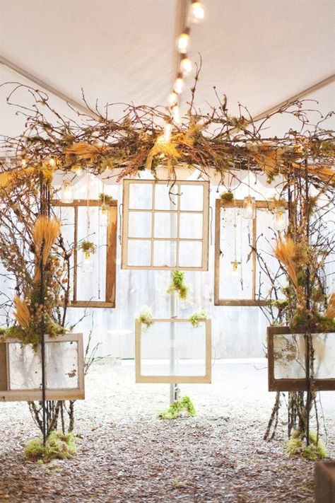 A window to your new life together Wedding Ceremony Backdrop Indoor, Vintage Wedding Backdrop, Wedding Ceremony Ideas, Indoor Wedding Ceremonies, Wedding Ceremony Backdrop, Shabby Chic Wedding, Ceremony Backdrop, Oregon Wedding, Indoor Wedding