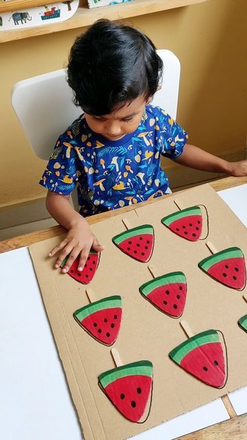 Watermelon Counting Activity, Attention Activities For Kids, Number Activities For Toddlers, Cognitive Activities For Toddlers, Cognitive Activities, Watermelon Seeds, Number Activities, Reasoning Skills, Development Activities