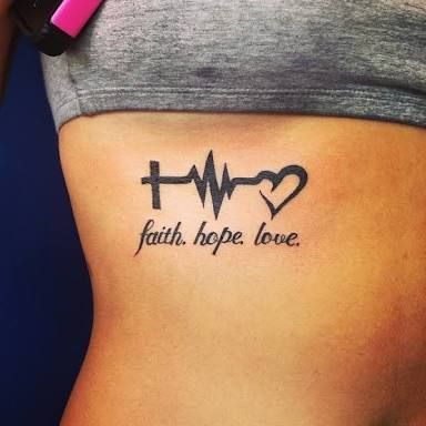 Heartbeat Tattoo Design, Faith Hope Love Tattoo, Hope Tattoo, Heartbeat Tattoo, Faith Tattoo, Faith Hope And Love, Inspiration Tattoos, Tattoo Feminina, Tattoos For Daughters