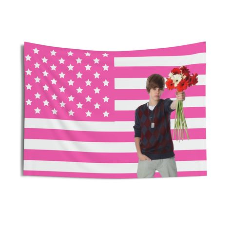 Pink American Flag, Funny Tapestry, Justin Beiber, Custom Wall, Printing Techniques, Christmas List, Justin Bieber, Personal Touch, Wall Tapestry