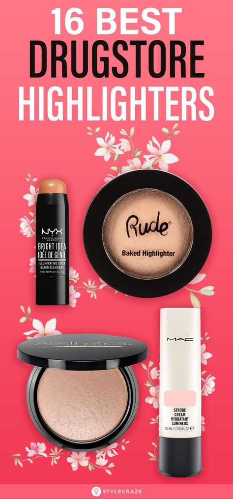 16 Best Drugstore Highlighters: Your overall makeup look is only as good as your highlighter palette. We have rounded up the 16 best drugstore highlighters that work like magic. #Makeup #MakeupTips #Highlighters Highlighters Makeup, Strobing Makeup, Drugstore Highlighter, Magic Makeup, Best Highlighter, Natural Face Cleanser, Strobe Cream, Makeup Tutorial For Beginners, Highlighter Palette