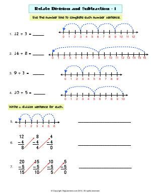 Repeated Subtraction Division Worksheets, Repeated Subtraction Division, Repeated Subtraction, Teaching Division, Primary Maths Activities, Math Worksheets For Kids, Division Problems, Division Math, Division Activities