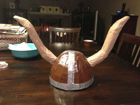 how to make a viking helmet Viking Camp, Viking Party, Batman Mask, Viking Hat, Viking Costume, Viking Helmet, Duck Tape, Tape Crafts, Corrugated Cardboard