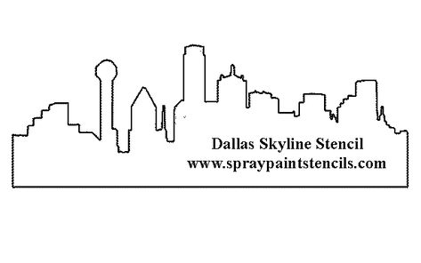 Dallas Skyline Outline, Town Silhouette, Senior Poster, Sketch Landscape, City Outline, Dallas Texas Skyline, State Tattoos, Dallas Cowboys Images, Spray Paint Stencils