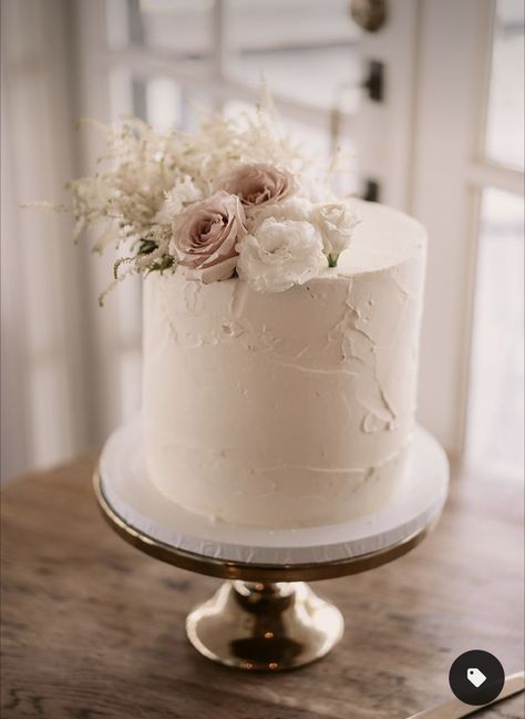 1 Tier Wedding Cakes, Wedding Cakes One Tier, Wedding Cake Simple Elegant, Textured Wedding Cakes, Small Wedding Cakes, Elegant Birthday Cakes, Wedding Cake Rustic, Wedding Cakes With Cupcakes, Simple Wedding Cake