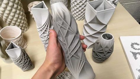 Ceramic 3D Printer: All About Ceramic 3D Printing in 2020 | All3DP Printed Concrete, Clay Extruder, 3d Printer Projects, Parametric Design, Mugs Ceramic, Pot Designs, 3d Printable, Nature Inspired Design, 3d Printers