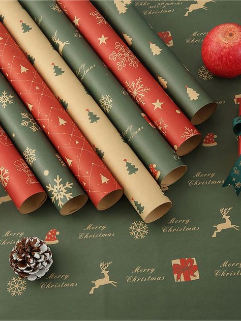 7 Pcs Christmas Wrapping Paper Christmas Gifts Gift Decoration Christmas Kraft Paper Vintage Wrapping Paper Multicolor    Paper     Event & Party Supplies, size features are:Bust: ,Length: ,Sleeve Length: Paper Christmas Gifts, Vintage Christmas Wrapping Paper, Wrapping Paper Crafts, Christmas Gift Wrapping Paper, Gift Wrap Paper, Holiday Wrapping Paper, Vintage Wrapping Paper, Paper Roll Crafts, Paper Vintage