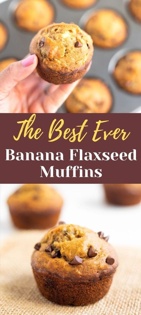 Moist & healthy whole wheat Banana flaxseed muffins that perfectly double as breakfast and dessert. Packed with healthy ingredients such as banana, flax meal, and whole wheat flour, these banana muffins are a family favorite! | Healthy Muffin Recipe | healthy banana muffin recipes | #flaxseed #bananamuffins | pipingpotcurry.com Sugarless Banana Muffins, Recipes With Flax Seeds, Flaxseed Baking Recipes, Flaxseed Breakfast, Flaxseed Meal, Flax Recipes Healthy, Recipes Using Flax Seed, Breakfast Flaxseed Muffins, Flaxseed Flour Recipes