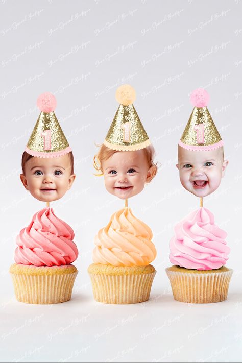 Custom personalized cupcake photo toppers digital file  DIY, face topper picks, birthday, anniversary, cupcake toppers thanksgiving , people, pets, PRINTABLE  Birthday Decor Custom Face  (12 count) Digital File ------------------------------------------------- 🚀 INSTANT ACCESS ➥ HOW DOES IT WORK?  ------------------------------------------------- ▶︎ Step 1: Purchase the Listing. ▶︎ Step 2: Send me a message and attach the jpg file with the face and tell me the age for your toppers and the color First Birthday Face Cupcakes, Face Cupcakes, Face Cupcake Toppers, Cupcake Photos, Birthday Glitter, Personalised Cupcakes, Cupcake Birthday, Cupcake Toppers Printable, Birthday Decor