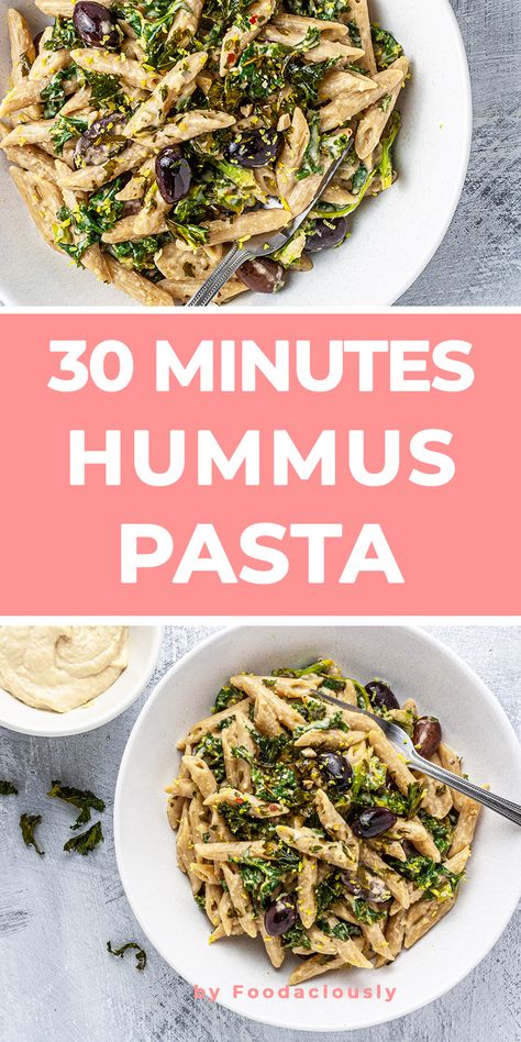 Pasta Hummus Recipe, Hummus Noodles, Hummus Pasta Sauce, Recipes With Hummus, Pasta With Hummus, Vegan Hummus Pasta, Fibre Recipes, Hummus Easy, Pasta Salad Vegan