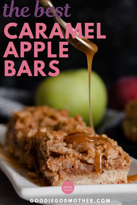 These popular caramel apple bars are a go-to recipe for a crowd. Drips of caramel, loads of apple flavor, and browned butter make these bars a favorite dessert! #easydesserts #caramelapple #dessertrecipe #cookiebar #piebar #easyrecipe #fallbaking #dessertideas Caramel Apple Pie Bars, Apple Bar Recipes, Squares Recipes, Apple Pie Bars Recipe, Yummy Bars, Recipe For A Crowd, Pie Bars Recipe, Apple Bar, Caramel Apple Bars