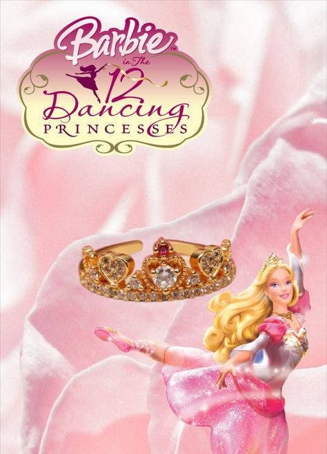 #barbie #barbie12dancingprincesses #barbiemovie #barbiemovies #12dancingprincesses #barbiering #barbiejewelry #12dancingprincessesring #barbiecrownring #princessring #princessjewelry #princesscrownring #crownring #gold #goldplated #goldring #goldjewelry #jewelry #ring #fashion Barbie Movies Jewelry, Barbie Movies Necklace, Barbie Elina Necklace, Barbie Ring, Barbie Birthstone Collection, Barbie 12 Dancing Princesses, 12 Dancing Princesses, Princess Ring, Ring Fashion