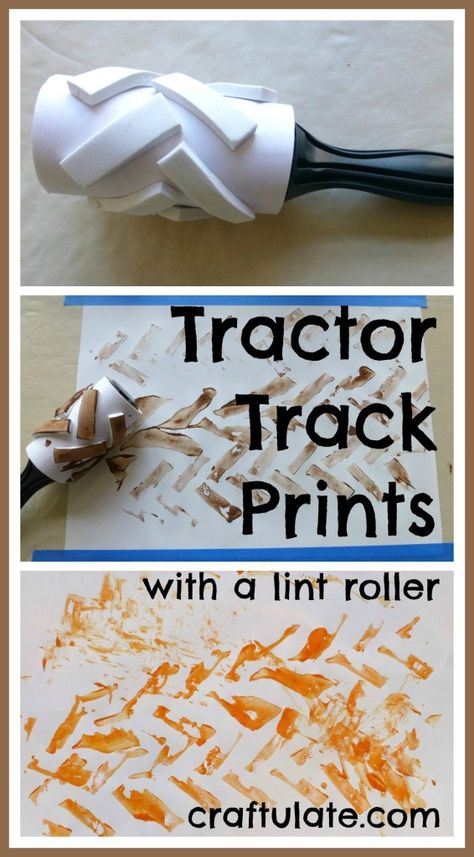 Tractor Track Prints from Craftulate Tractor Tracks Painting, Tractor Art For Toddlers, Farm Storytime, Storybook Crafts, Prek Art, Farm Lessons, Storytime Ideas, Transportation Preschool, Farm Preschool