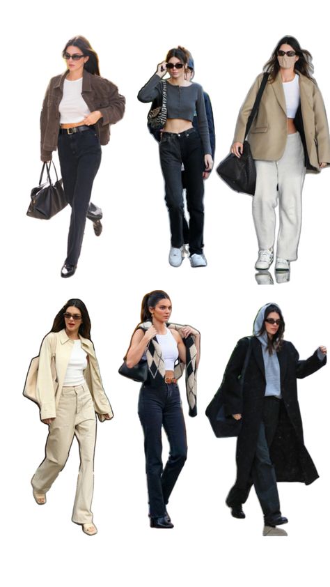 Kendall Jenner Casual Outfits Winter, Kendall Jenner Basic Outfit, Kendall Jenner Outfits 2022 Winter, Cardigan Outfit Kendall Jenner, Kendall Jenner Outfits Winter, Recreating Kendall Jenner Outfits, Kendall Jenner Aesthetic Streetwear, Kendall Jenner Outfits Street Styles, Digital Closet