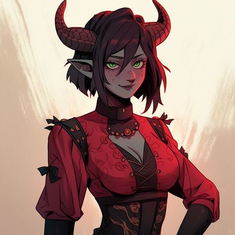 Short Hair Female Character Design, Tiefling Female Character Design, Dnd Tiefling Female, Female Tiefling Art, Victorian Fantasy Art, Dnd Demon, Tiefling Girl, Demon Dnd, Colours Sketch