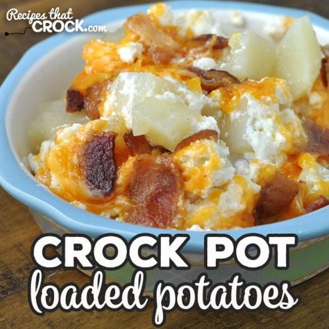 This Crock Pot Loaded Potatoes recipe is so yummy! It gives you all the goodness of a loaded baked potato in one dish! You are gonna love it! Crockpot Potatoes, Potato Recipes Crockpot, Loaded Potatoes, Perfect Baked Potato, Crock Pot Potatoes, Potatoes Recipes, Stuffing Casserole, Loaded Baked Potato, Loaded Potato