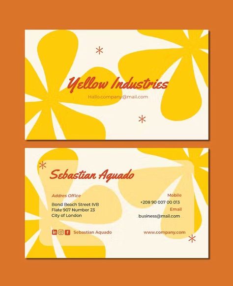 Yellow Industries Business Card Template PSD Yellow Business Card Design, Yellow Business Card, Business Card Template Psd, London City, Business Card Template, Print Templates, Card Templates, Design Inspo, Business Card Design