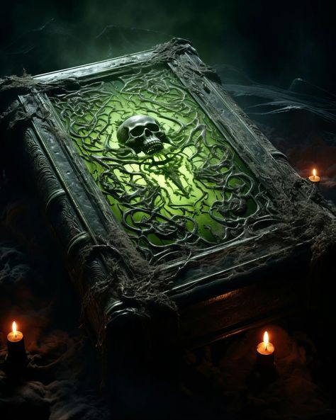 Grimoire Book Fantasy Art, Necromancer Book, Steampunk Background, Black Magic Book, Grimoire Book, Fantasy Props, Vintage Book Covers, Magic Aesthetic, Dnd Art