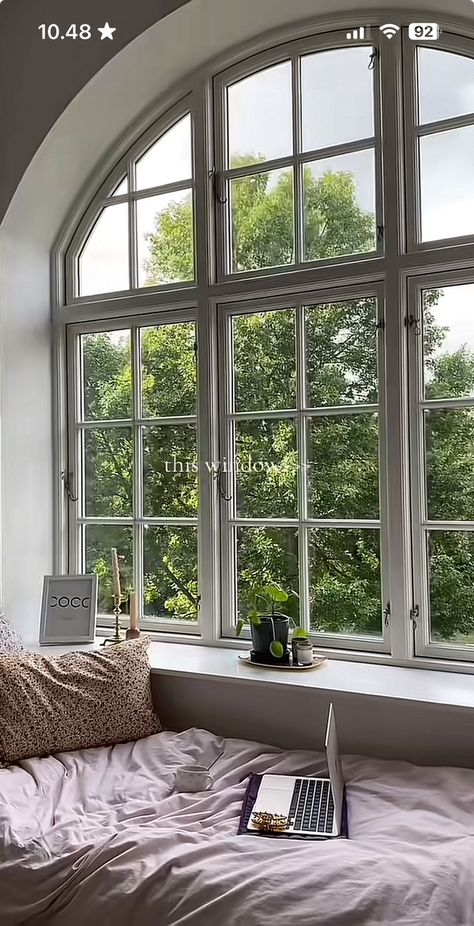 Panoramic Windows Bedroom, Big Windows Bedroom, Large Window Bedroom, Windows Bedroom, Floor Renovation, Future Room, French Windows, Top Floor, Big Windows