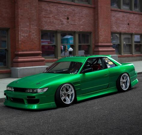 @Nissan: Green with envy. #NissanSilvia #Nissan #Silvia #S13 : @Rsanten : @martyknapp... - Alo Japan Green Jdm Cars, Nissan Silvia S13 Jdm, Silvia S13 Jdm, Green Jdm, S13 Coupe, Nissan S13 Silvia, Nissan Sports Cars, Car Riding, Riding Aesthetic